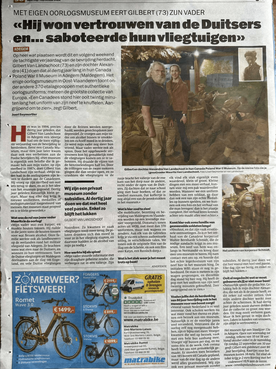 Artikel in Het Laatste Nieuws sept&nbsp;2024